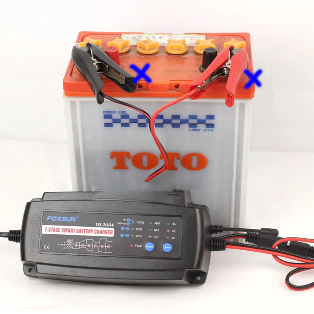 12v 2a 4a 8a 7-stage Automatic Smart Battery  Charger Long