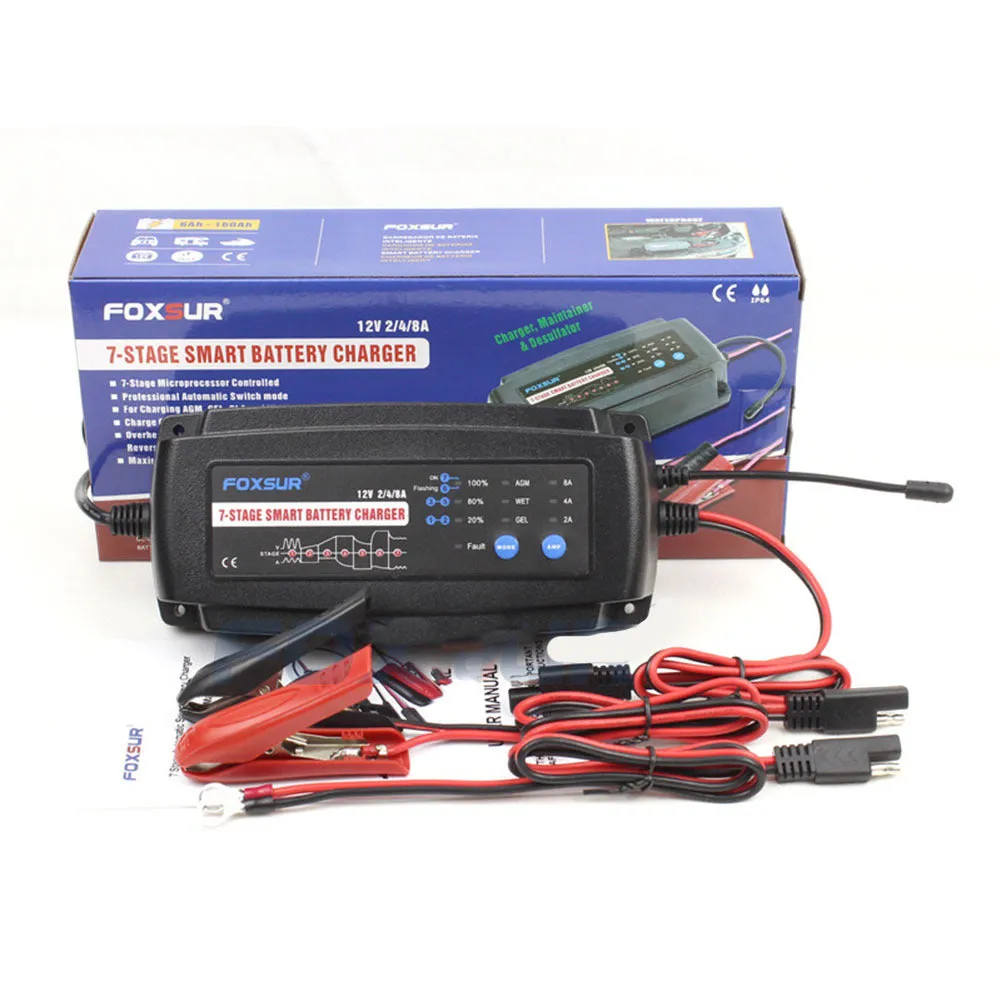 12v 2a 4a 8a 7-stage Automatic Smart Battery  Charger Long
