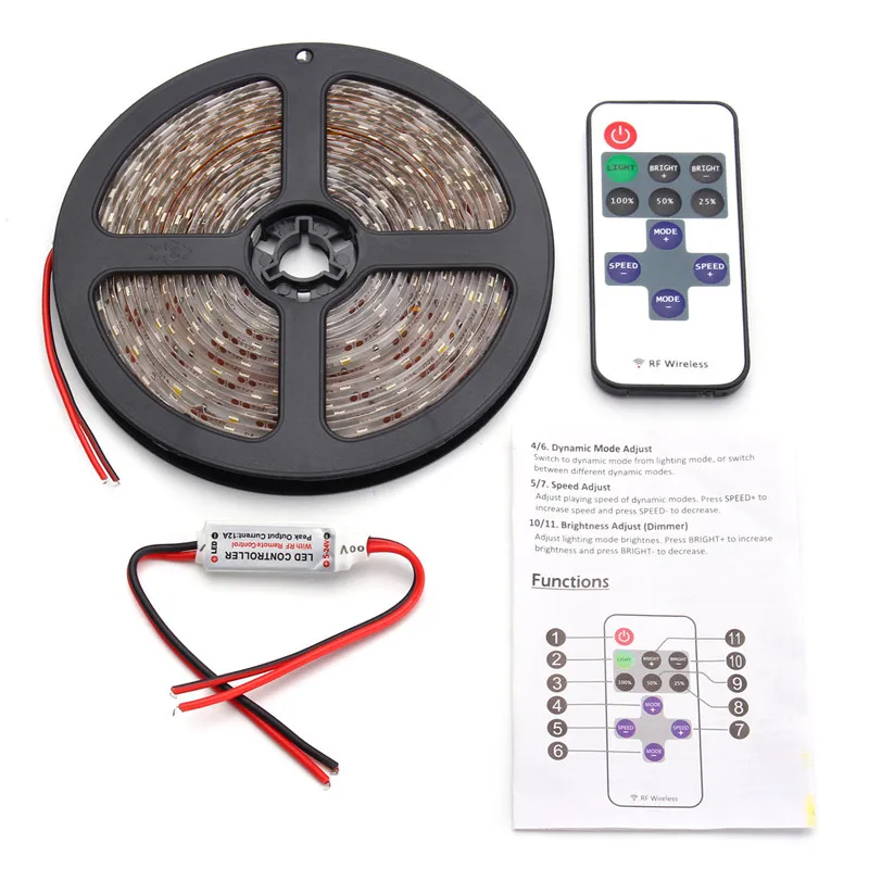 12V 5M 300LED Wireless Waterproof LED Strip Light 16FT for Motorcycle Boat Truck Car SUV