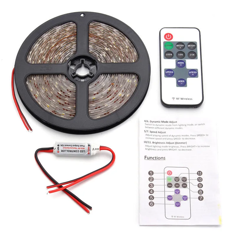 12V 5M 300LED Wireless Waterproof LED Strip Light 16FT For Motorcycle Boat Truck Car SUV