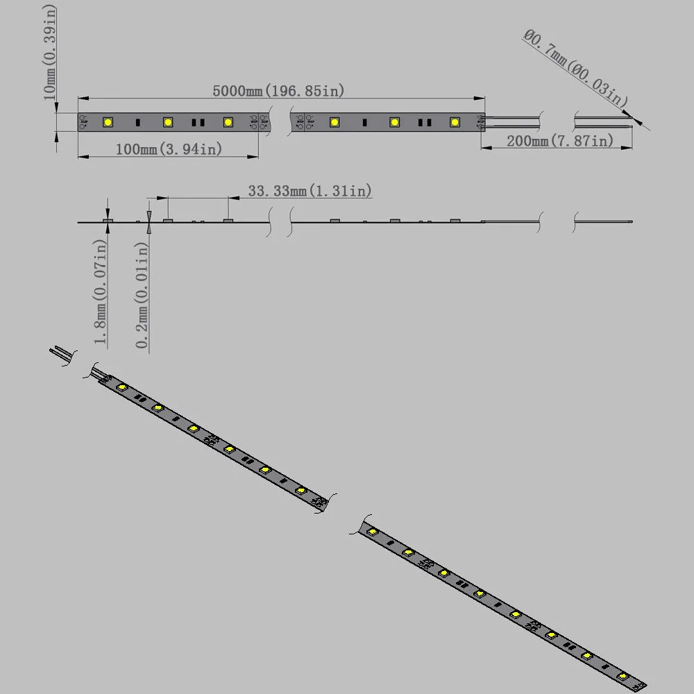 12V Dimmable SMD5050-150 Flexible LED Strips 30 LEDs Per Meter 10mm Width 450lm Per Meter