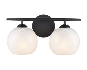 2 Light Vanity, Kimorra Collection, Matte Black or Vintage Brass Finish
