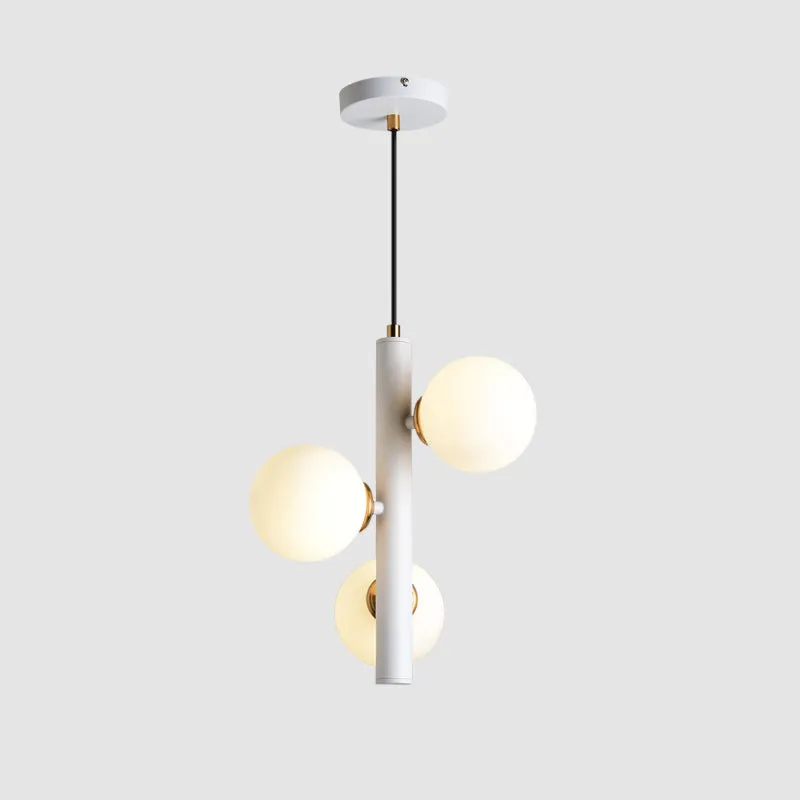 3-Light Black/White/Gold Linear Chandelier with White Glass Pendant