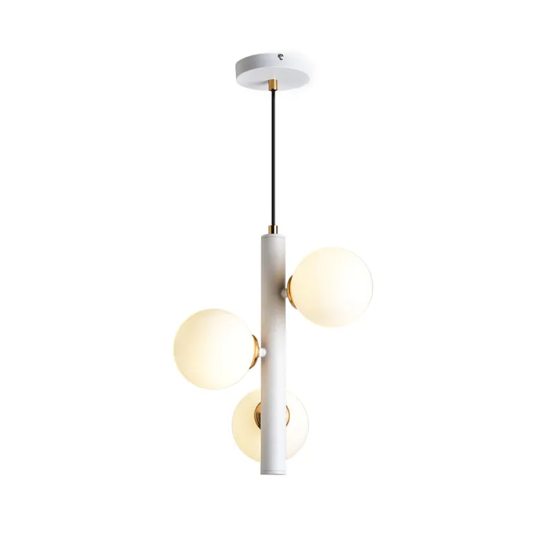 3-Light Black/White/Gold Linear Chandelier with White Glass Pendant