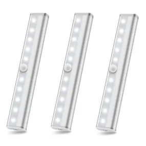 3-Pack: 10-LED Motion Sensor Stick on Light Bars