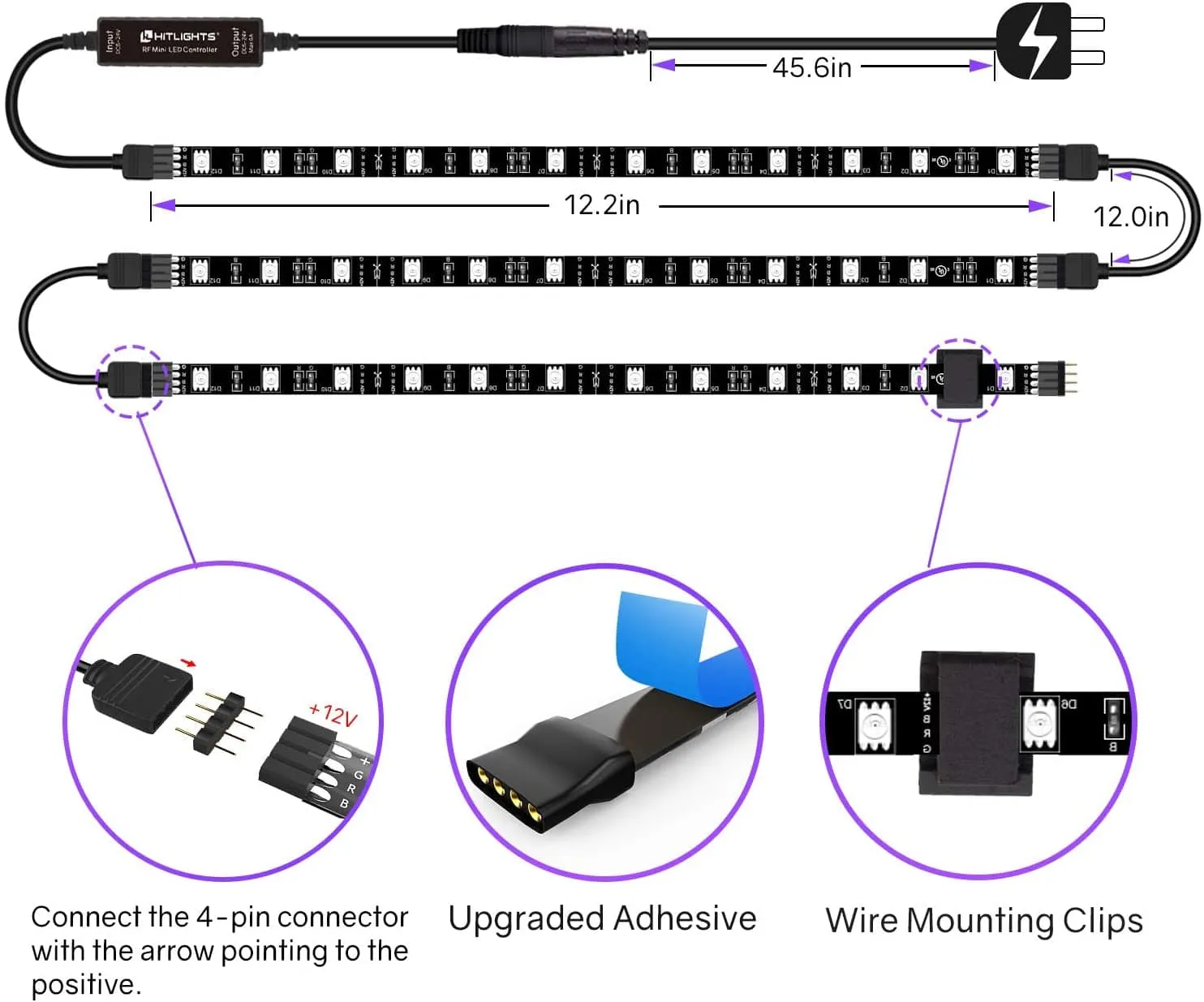 3 Pre-Cut 12Inch/36Inch Eclipse Kit LED Strip Lights