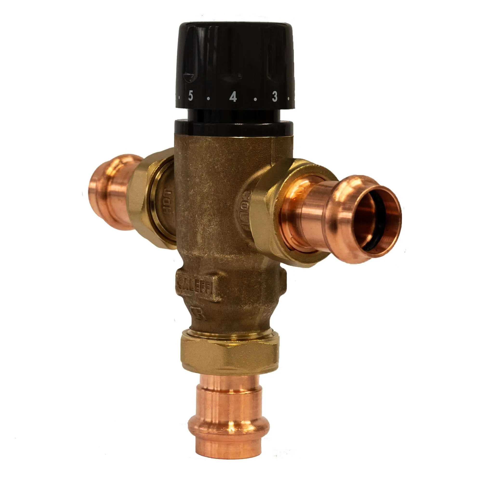 3/4″ MixCal Adjustable Thermostatic and Pressure Balanced Mixing Valve (press)