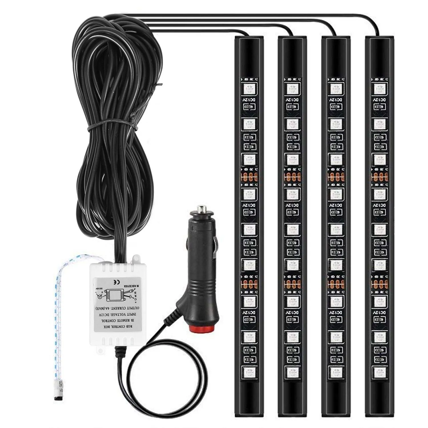 4-Pieces: 36 LEDs 12V Car Atmosphere Light Strip
