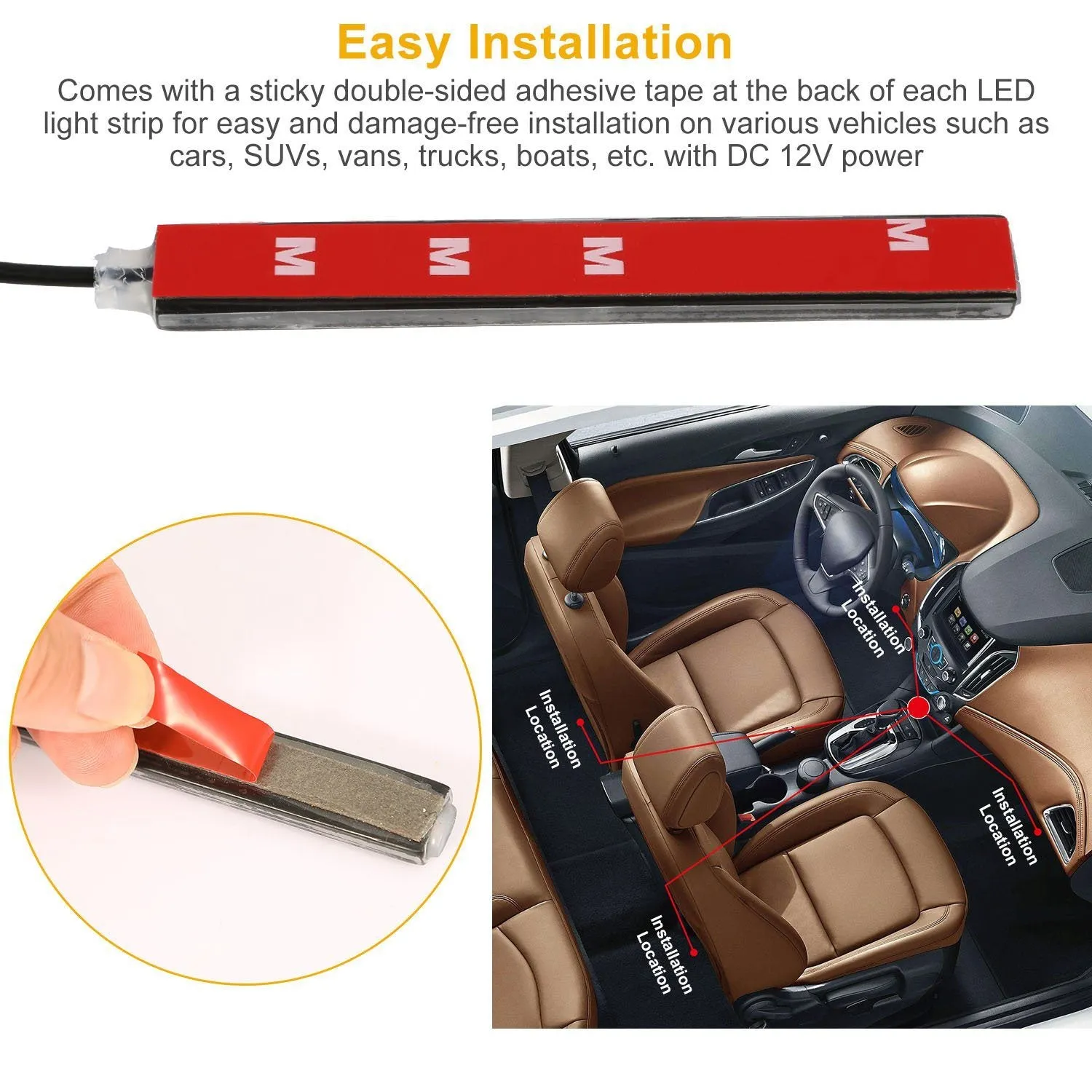 4-Pieces: 36 LEDs 12V Car Atmosphere Light Strip