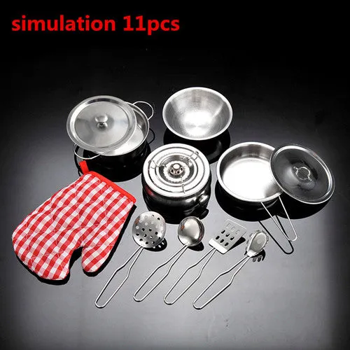40pcs Stainless Steel Kids House Kitchen Toy Cooking Cookware Children Pretend Play Kitchen Playset - Silver Toys For Children