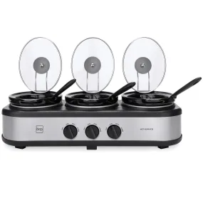 4.5qt 300W Triple Slow Cooker Server w/ 3x 1.5-Quart Pots, Adjustable Temp