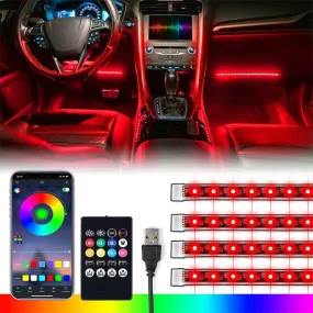 4PC Celestial Series Bluetooth and Remote Control RGB LED Interior Car Light Set - Powered by USB