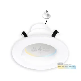 4" Inch MR16 LED Retrofit 12V Recessed Downlights - Wet Rated - 5CCT 2700K-5000K - 600LM - GU5.3 Base
