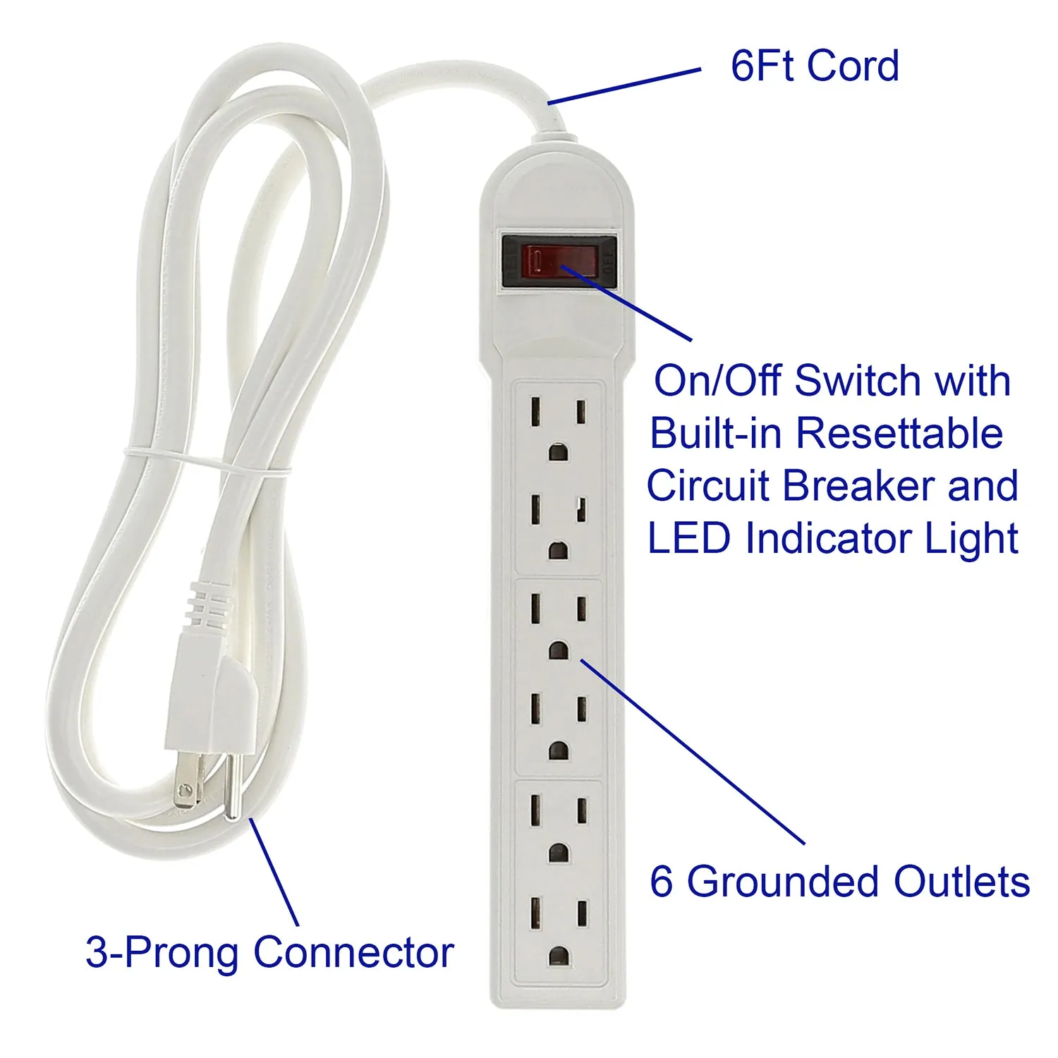 6-Outlet Surge Protector With 6-Foot Cord