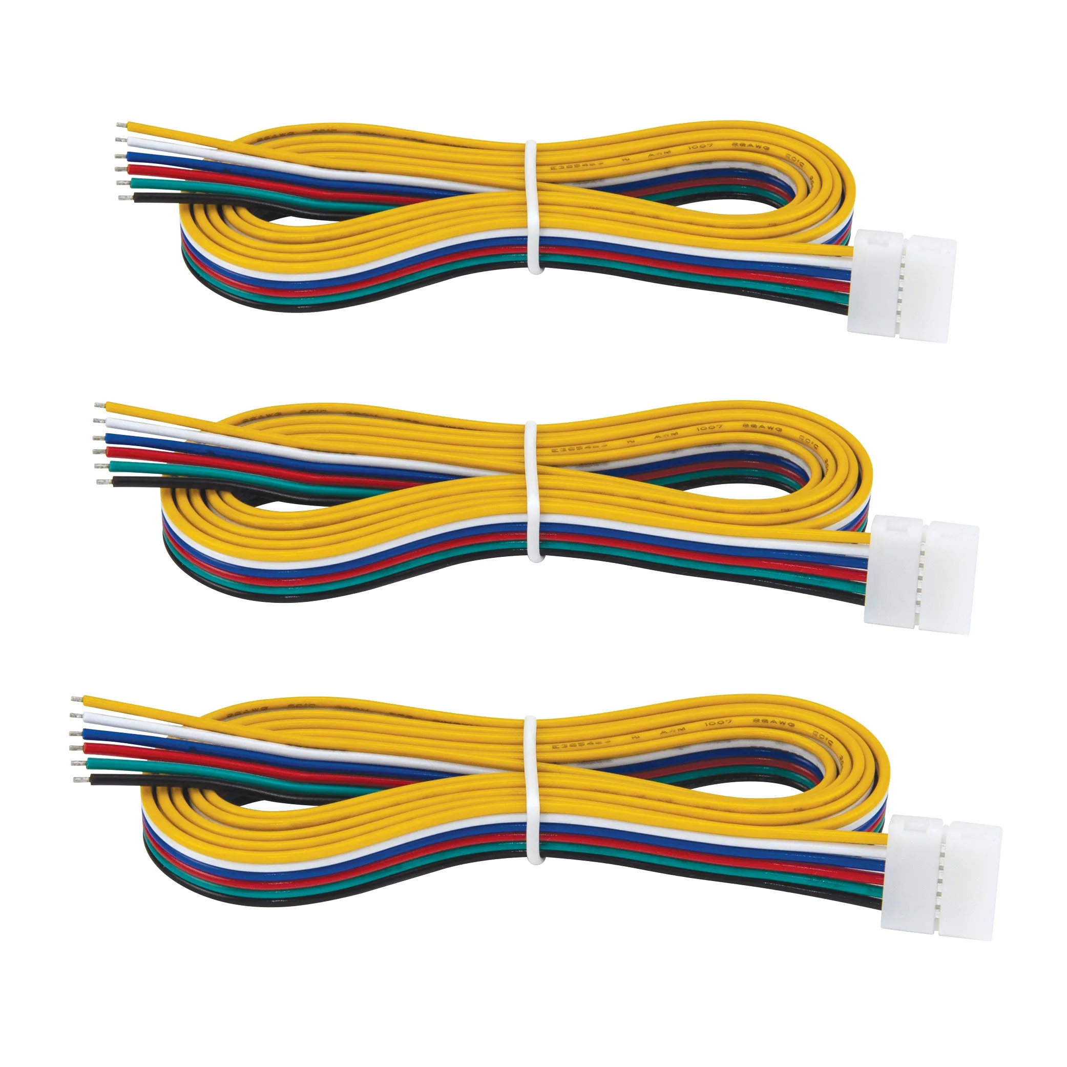 6 Pin RGB WW LED Strip Light 48 in Tape to Wire Connector