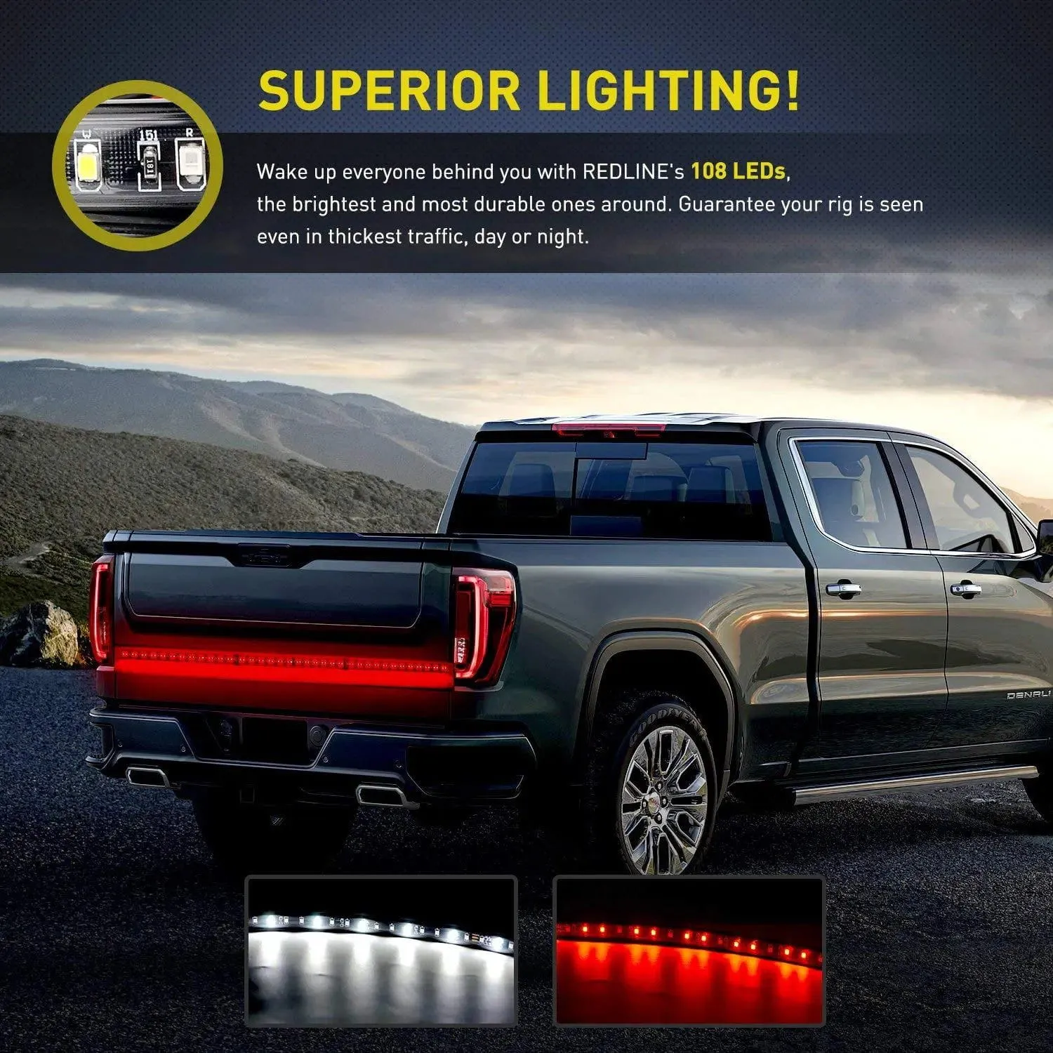 60 Inch 108Leds Red White LED Tailgate Light Strip