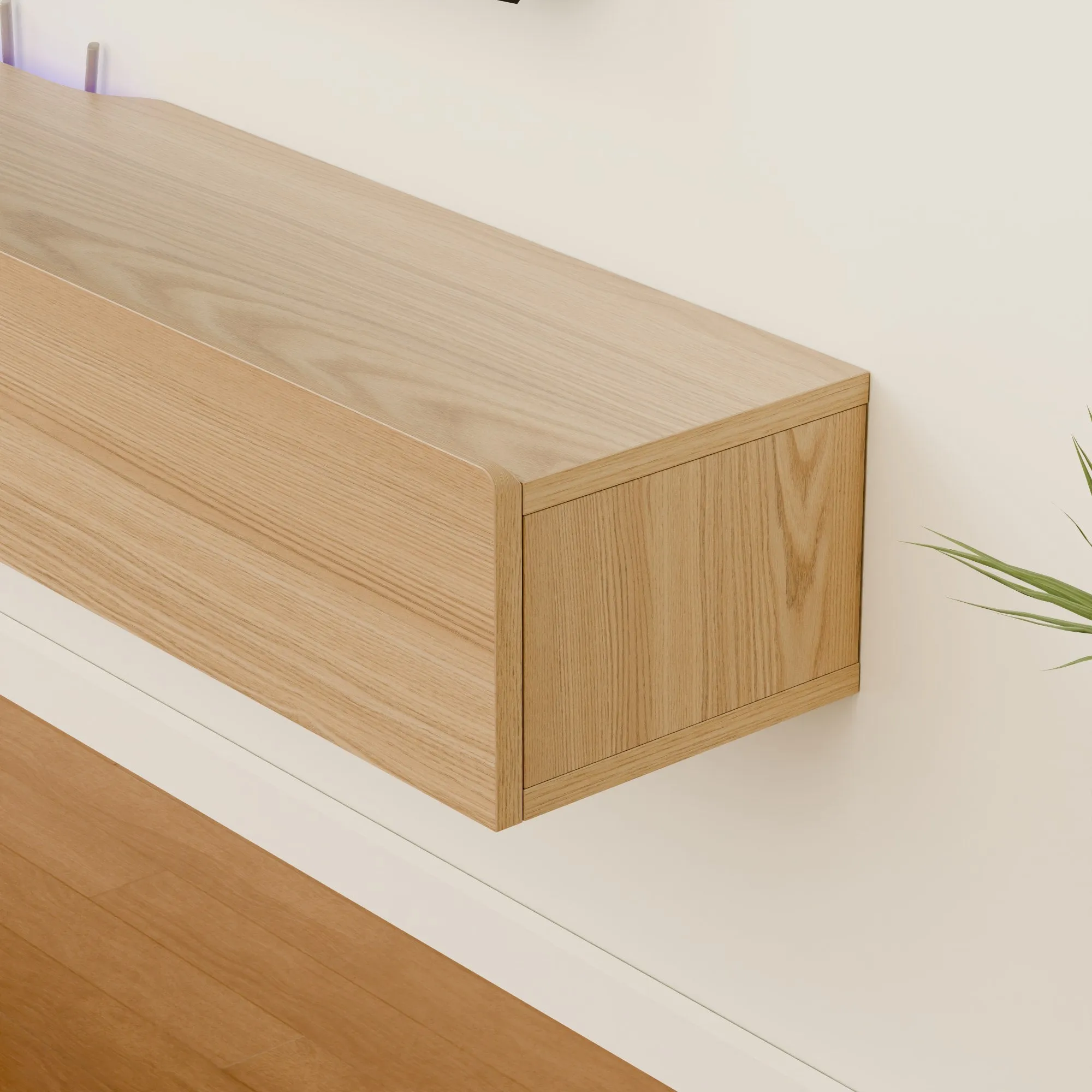 63" Purello Floating TV Stand, Light Oak