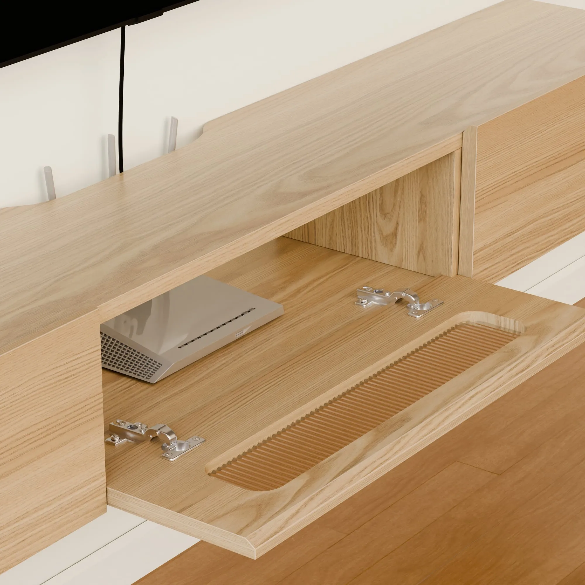 63" Purello Floating TV Stand, Light Oak