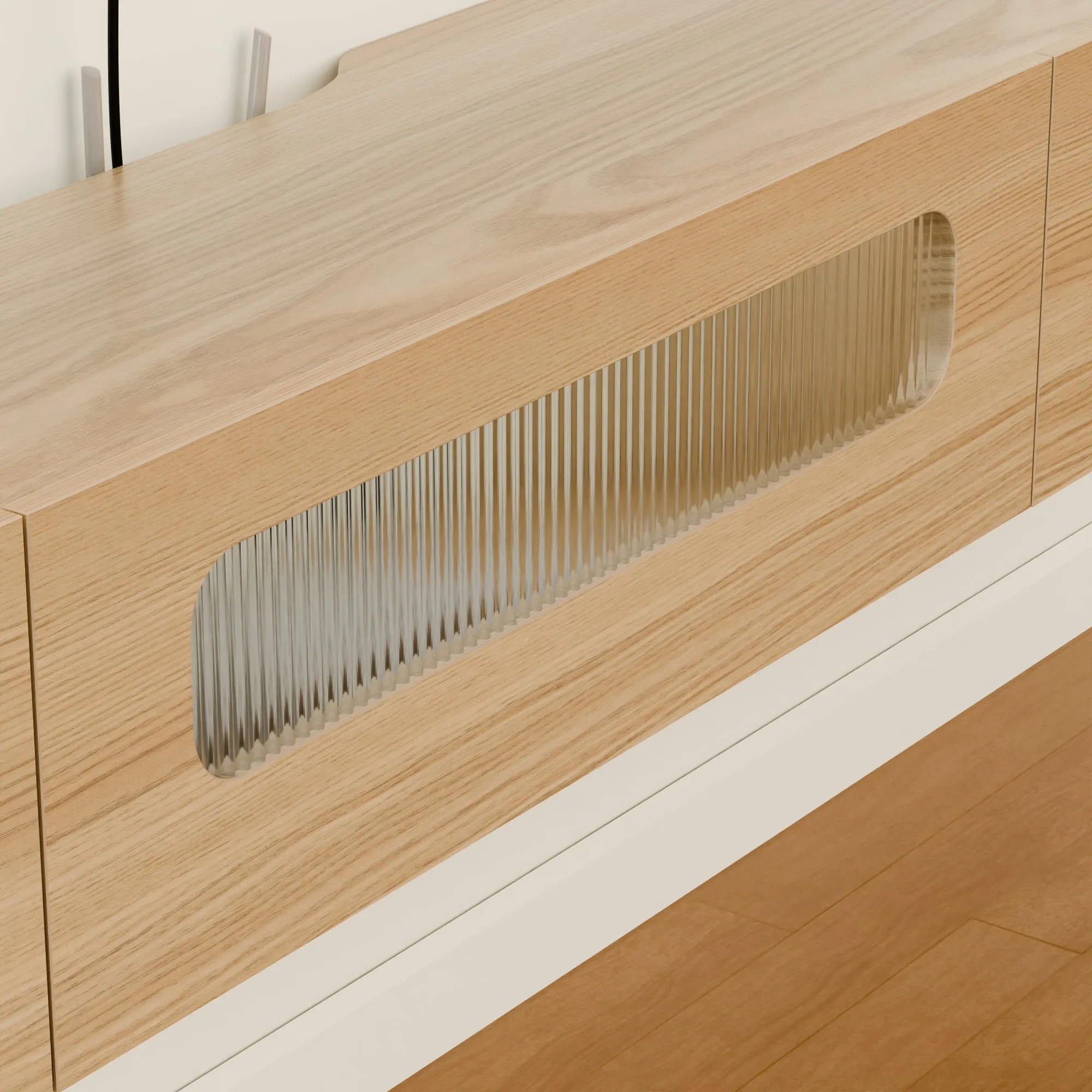 63" Purello Floating TV Stand, Light Oak