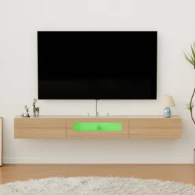 63" Purello Floating TV Stand, Light Oak