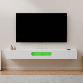 63" Purello Floating TV Stand, White