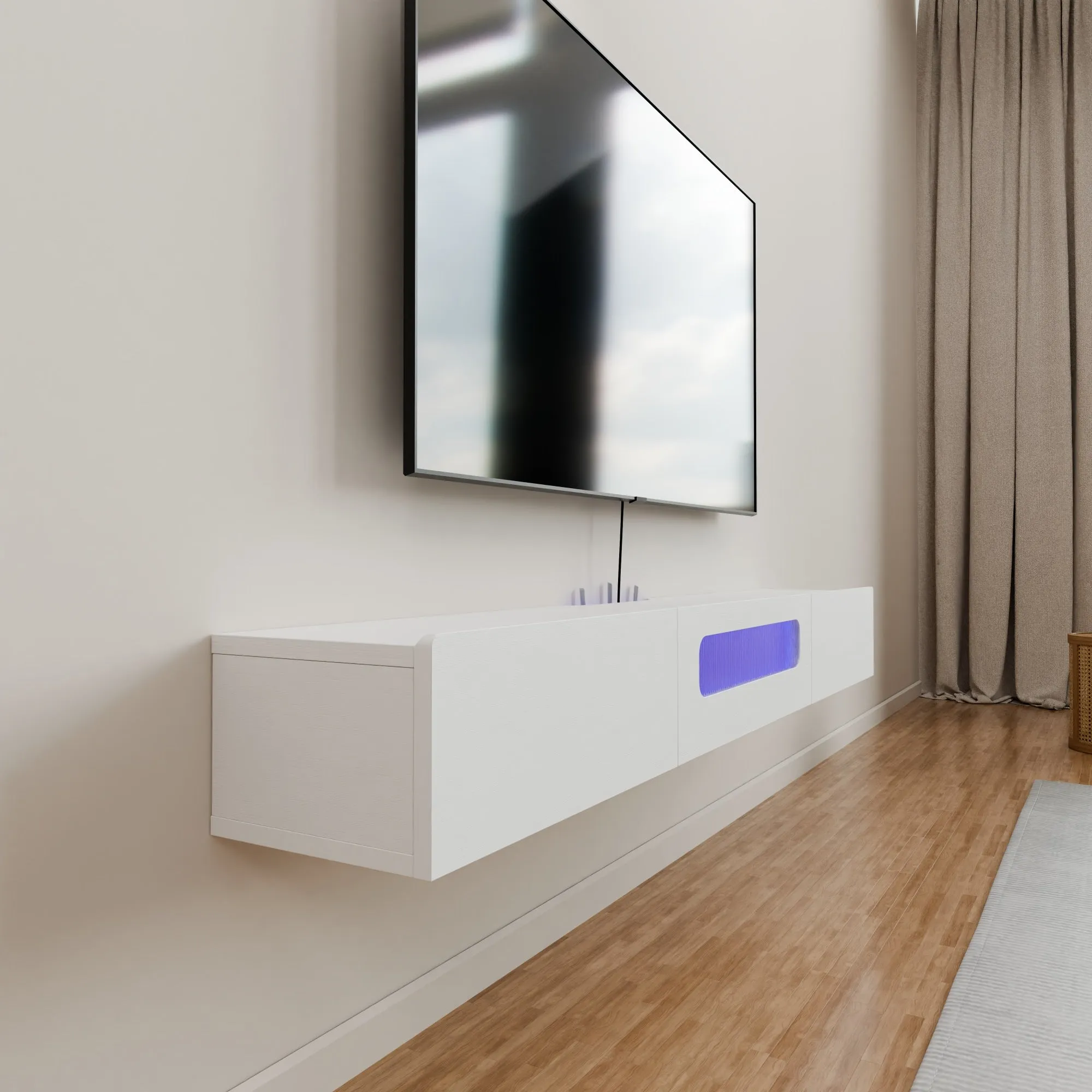 63" Purello Floating TV Stand, White