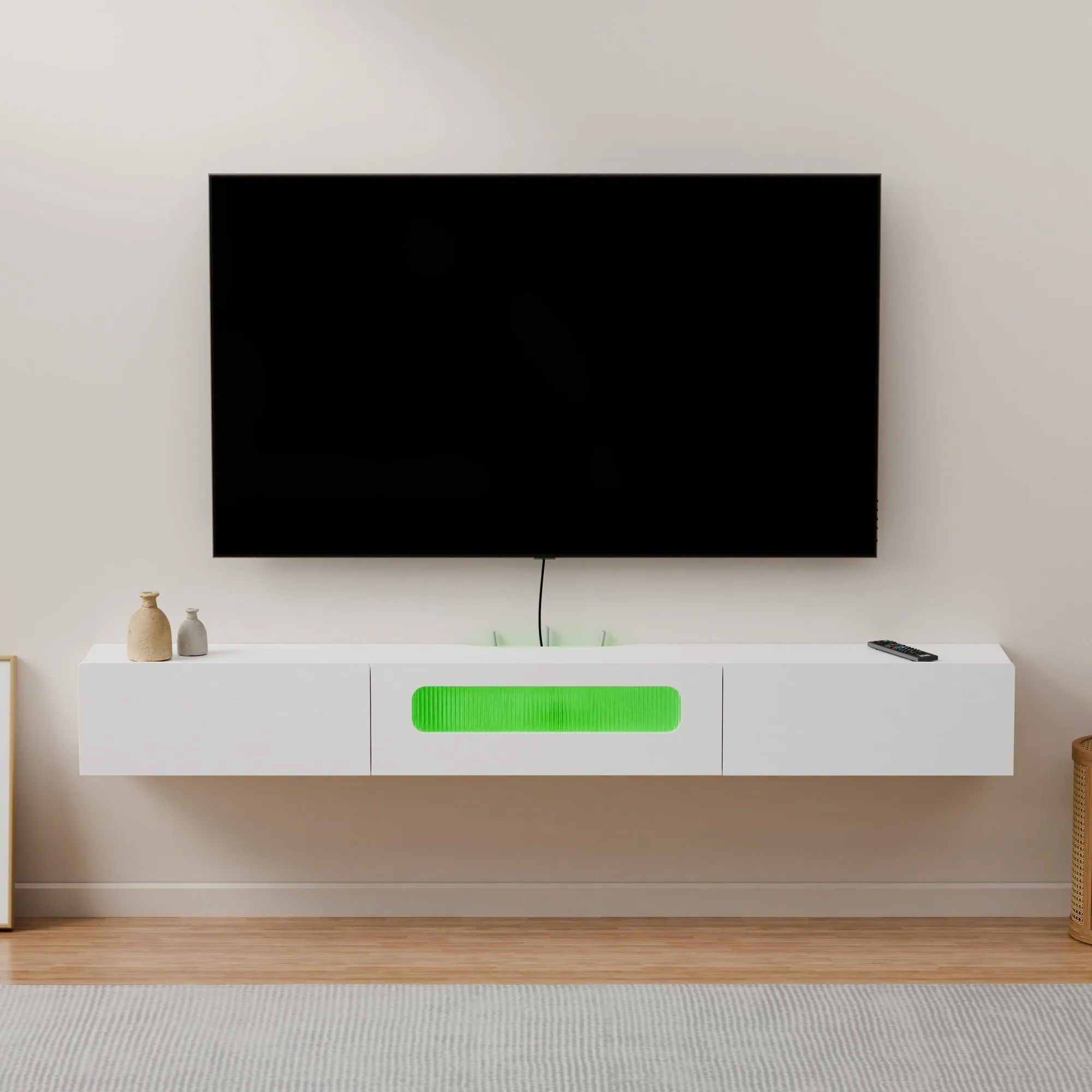 63" Purello Floating TV Stand, White