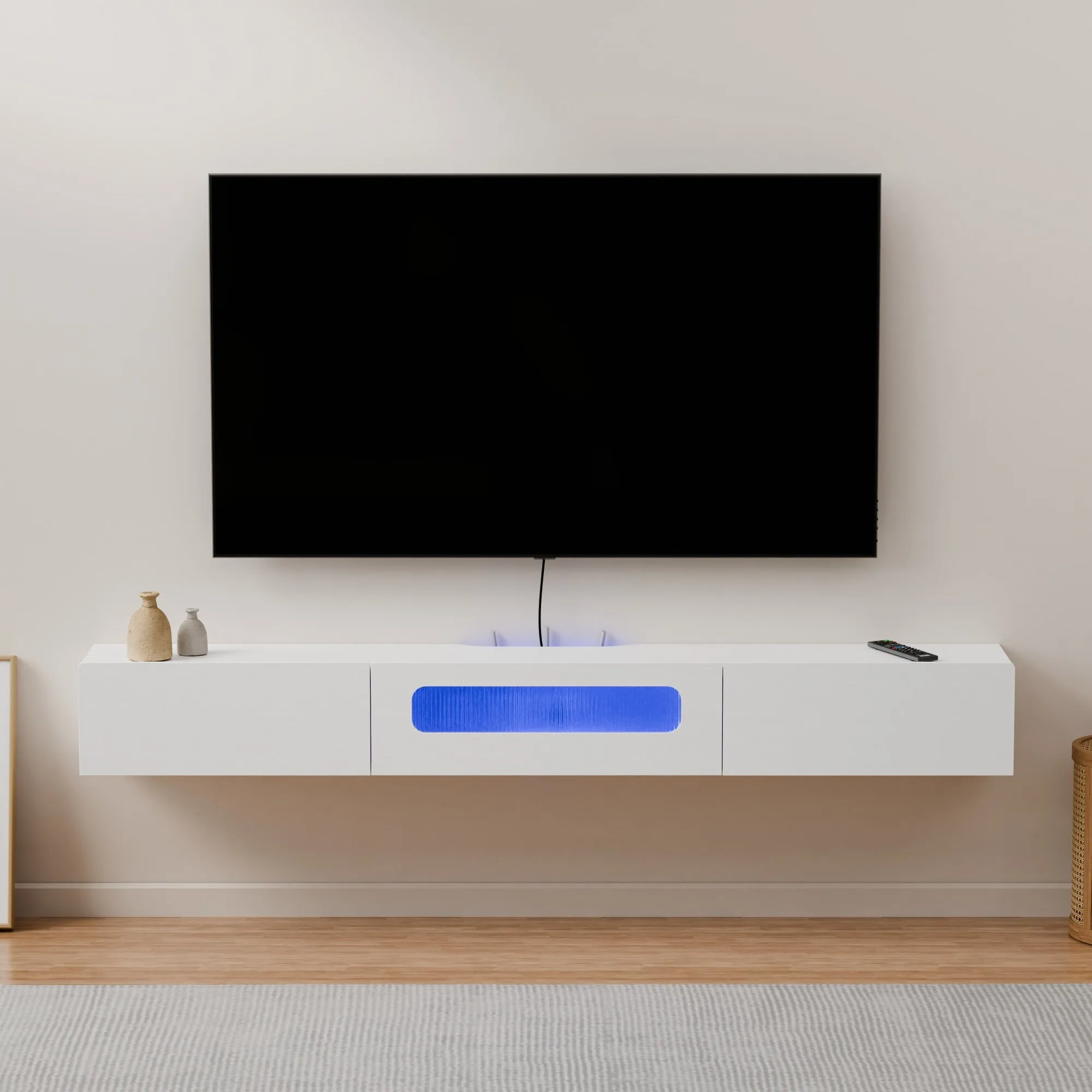 63" Purello Floating TV Stand, White
