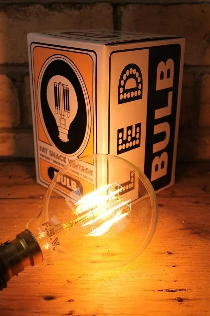 6W B22 Filament LED G95 Round 2200K Bulb Dimmable