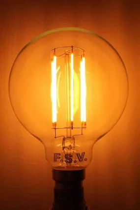 6W E27 Filament LED G95 Round 2200K Bulb Dimmable