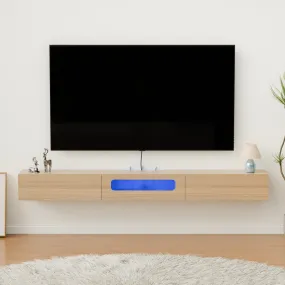 70" Purello Floating TV Stand, Light Oak
