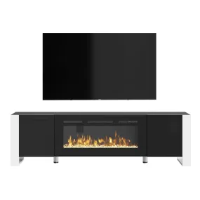 70" U-Shaped Adjustable Legs Fireplace TV Stand with Cabinet