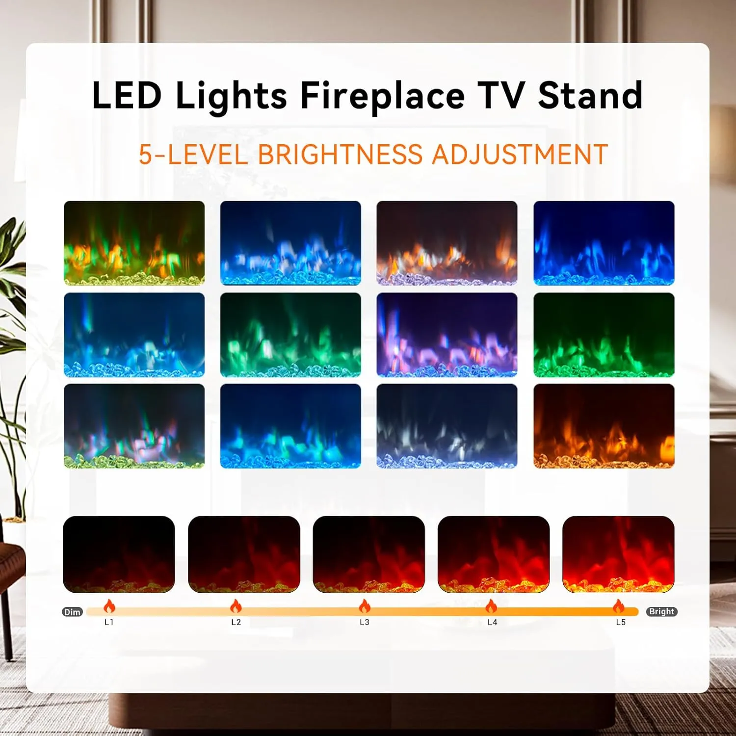 70" U-Shaped Adjustable Legs Fireplace TV Stand with Cabinet