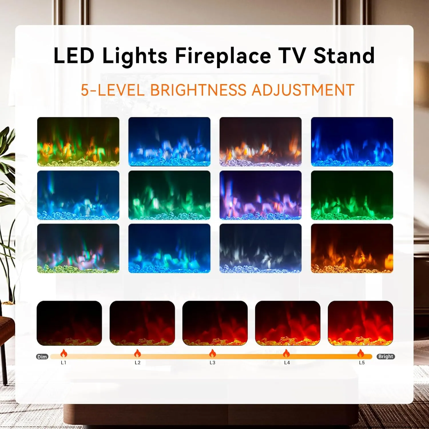 70" U-Shaped Adjustable Legs Fireplace TV Stand with Cabinet