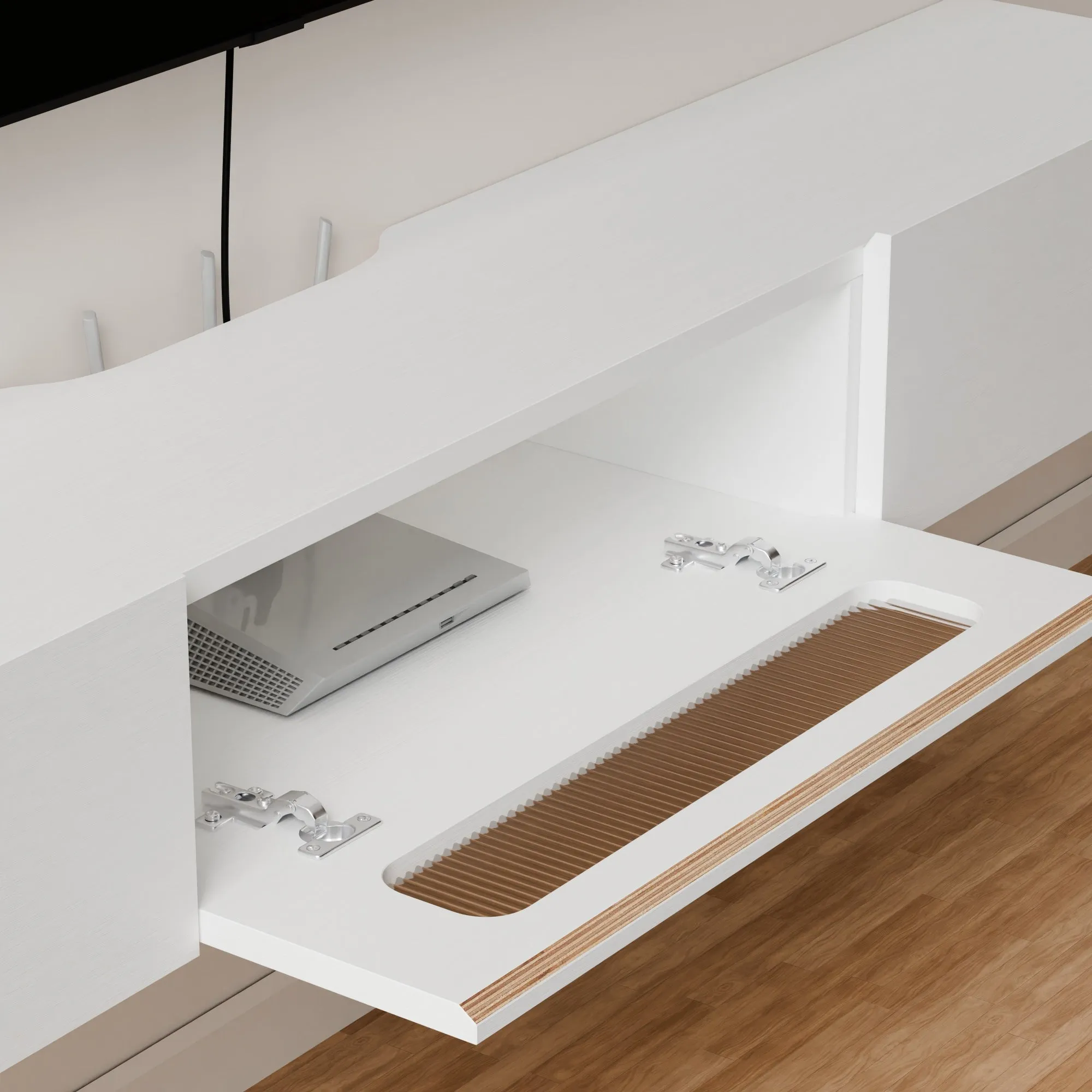 78" Purello Floating TV Stand, White