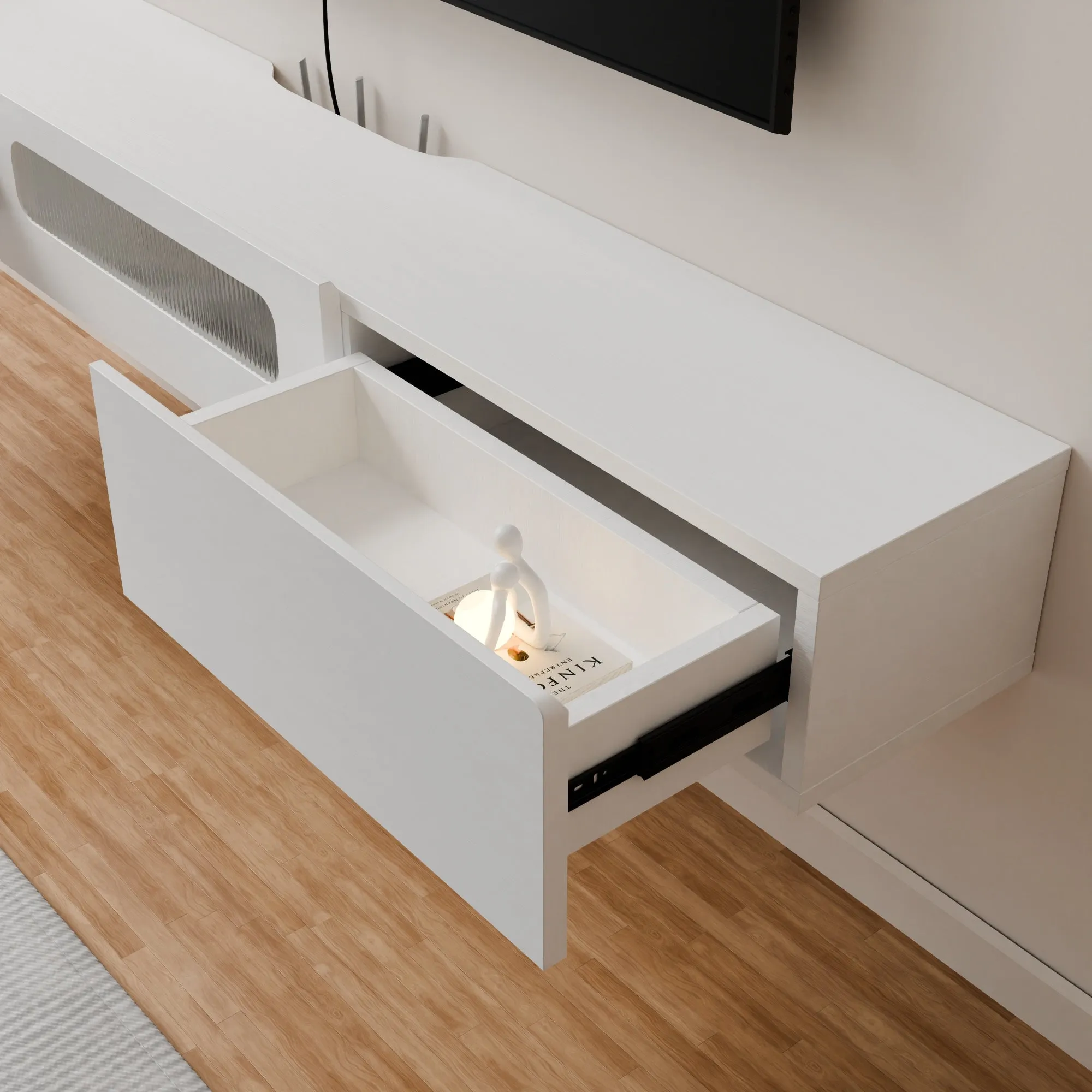 78" Purello Floating TV Stand, White