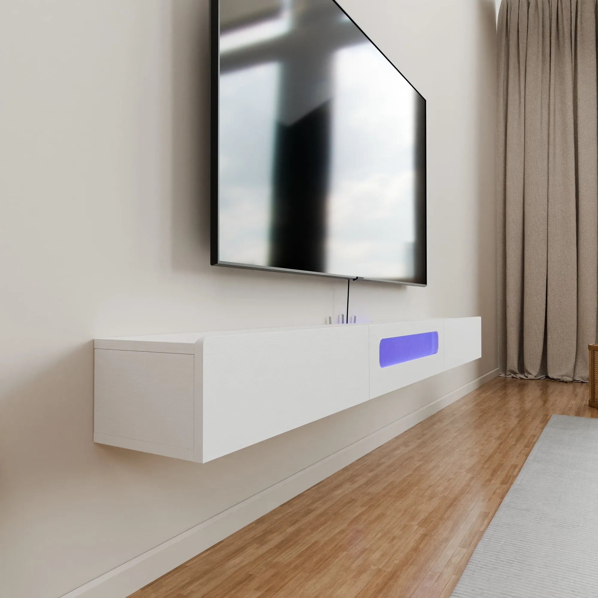 78" Purello Floating TV Stand, White