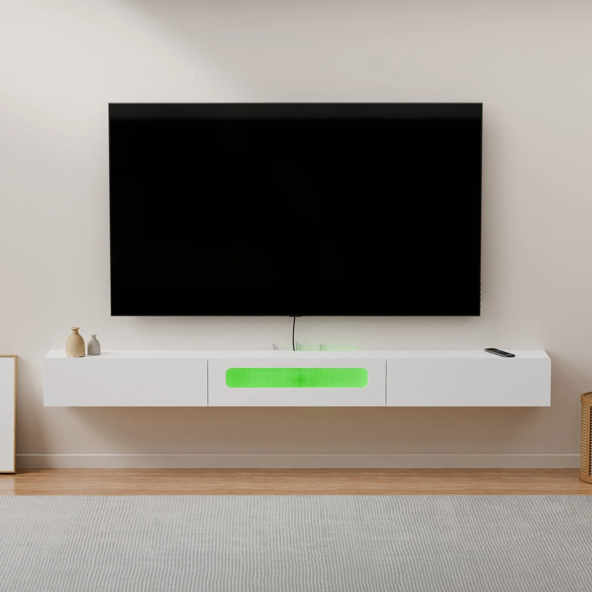 78" Purello Floating TV Stand, White