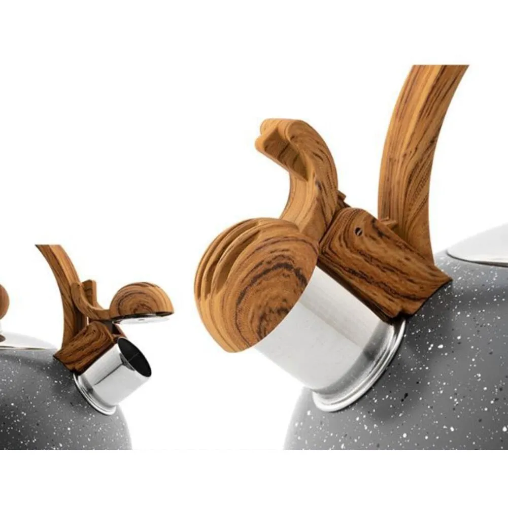 85oz Black Stainless Steel Kettle Teapot With Wood Grain Handle
