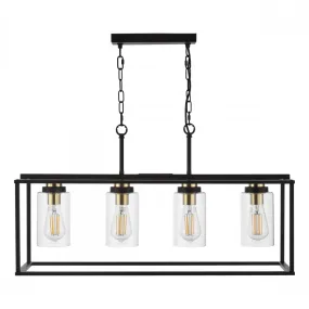 Abel 4 Light Bar Pendant Satin Black and Glass