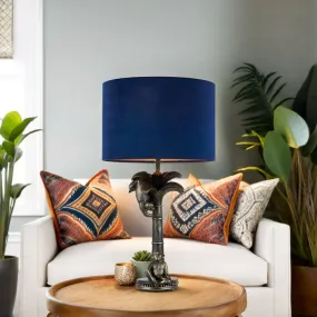 Addison Palmer Resin Table Lamp - Pewter, Blue Cloth Shade, 510mm High, PL0298