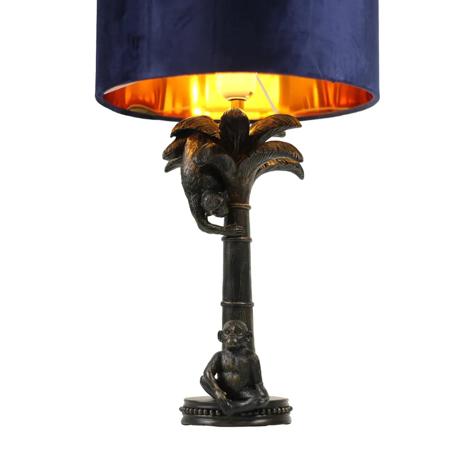 Addison Palmer Resin Table Lamp - Pewter, Blue Cloth Shade, 510mm High, PL0298