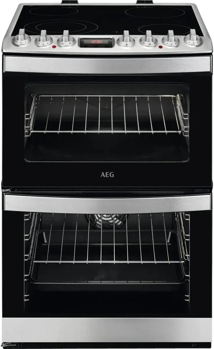 AEG CCB6740ACM Double Oven Cooker with Ceramic Hob - Stainless Steel