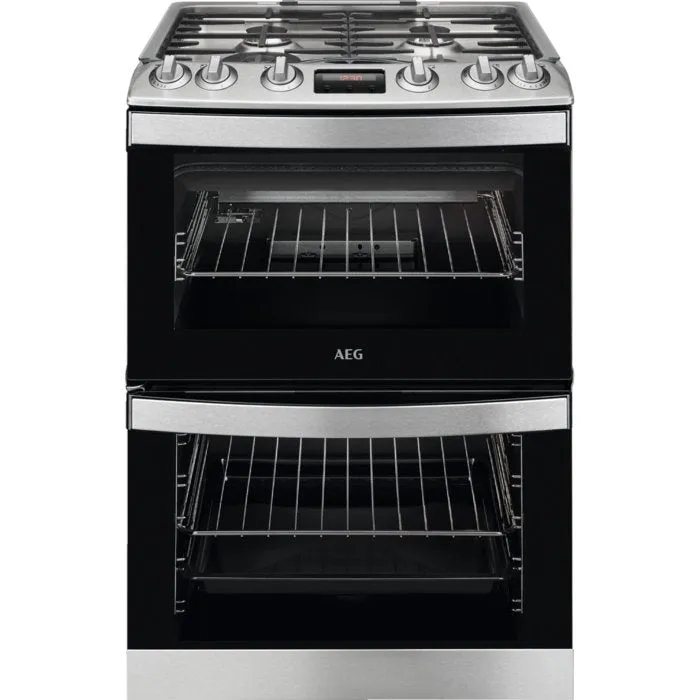 AEG CGB6130ACM Double Oven Gas Cooker, Stainless Steel