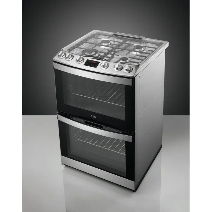 AEG CGB6130ACM Double Oven Gas Cooker, Stainless Steel