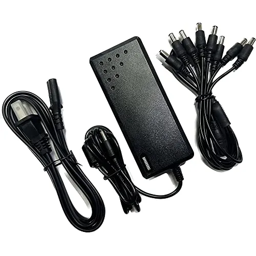 Analog TVI Security Camera Power Adapter with 8-Way Splitter, 12V 5A Power Supply, UL Listed, Compatible with Hivision, Dahua, Lorex, Samsung, Q-See, Night Owl, Swann and Annke Cameras
