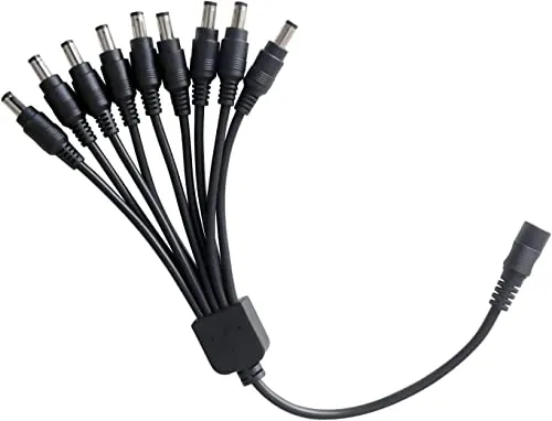 Analog TVI Security Camera Power Adapter with 8-Way Splitter, 12V 5A Power Supply, UL Listed, Compatible with Hivision, Dahua, Lorex, Samsung, Q-See, Night Owl, Swann and Annke Cameras