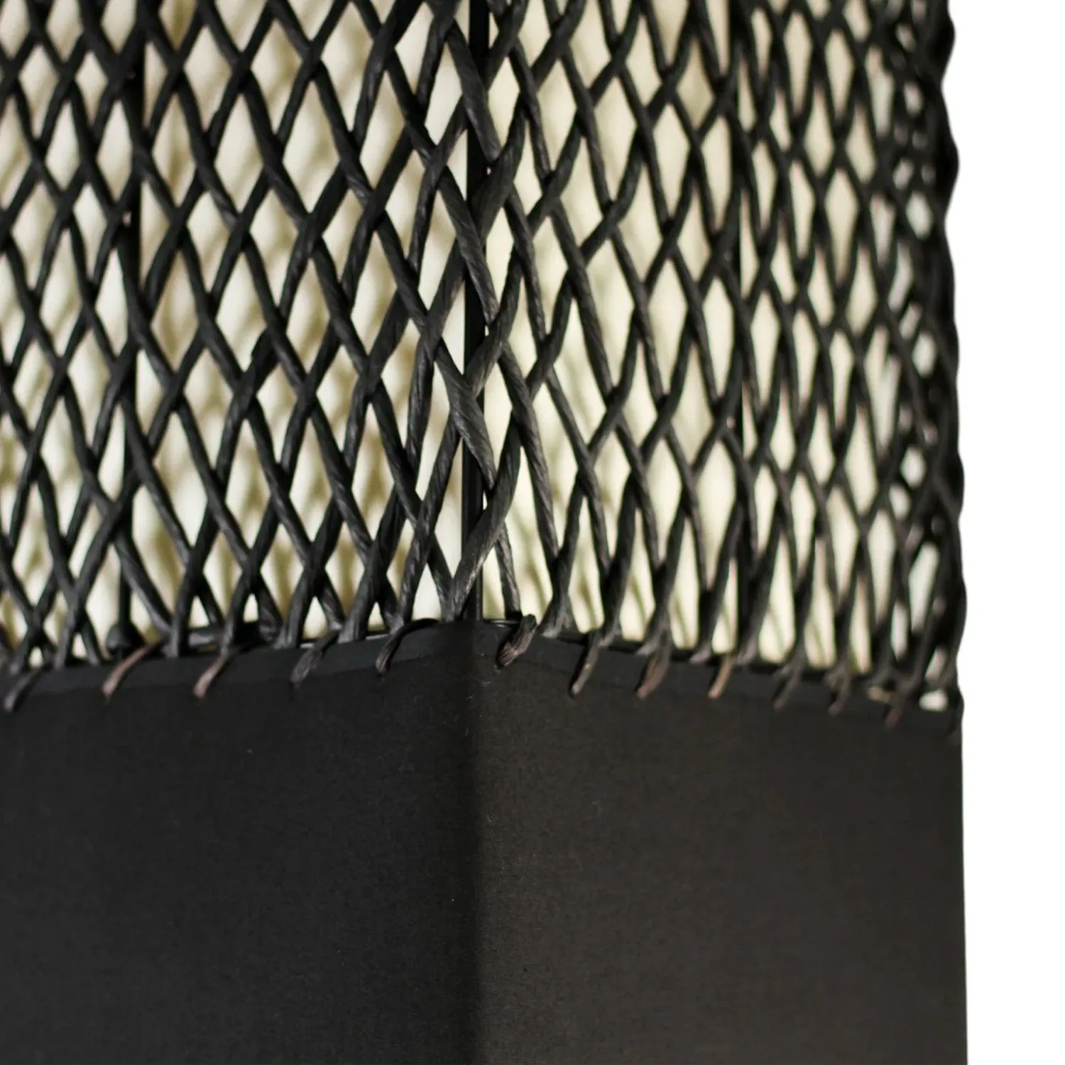 Anna Lattice Floor Lamp - Black or Khaki Paper Rope and Linen Shade, 1505mm High, PL0297