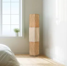 Anna Lattice Floor Lamp - Black or Khaki Paper Rope and Linen Shade, 1505mm High, PL0297