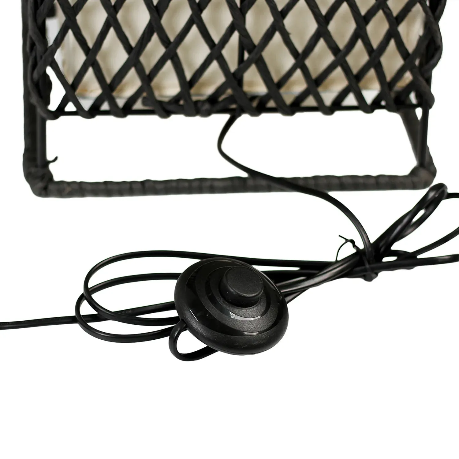 Anna Lattice Floor Lamp - Black or Khaki Paper Rope and Linen Shade, 1505mm High, PL0297